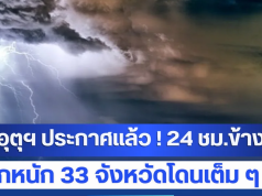 กรมอุตุฯ ประกาศแล้ว ! 24 ชม.ข้างหน้า ฝนตกหนัก 33 จังหวัดโดนเต็ม ๆ วันนี้