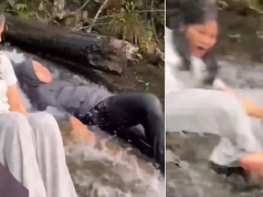 คลิปสุดสลด! สาววัย 25 นอนเล่นน้ำตก ถูกกระแสน้ำพัดตกหน้าผา เพื่อนคว้าไม่ทันร้องระงม